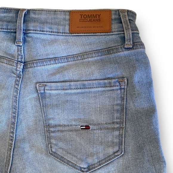 Tommy Jeans Cutoff Denim Shorts Destructed Size 2 Blue/Red Lettering  L… - Picture 5 of 8